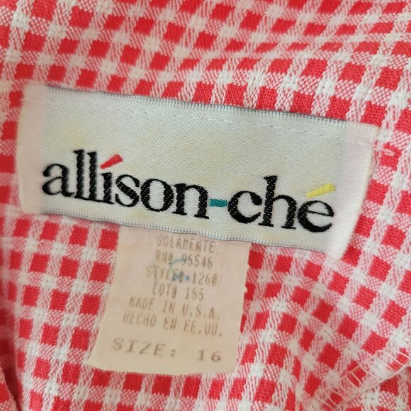 Allison Che 16 Pink Gingham Dress Floral Embroidery Waist Tie Modest Church - Picture 2 of 8